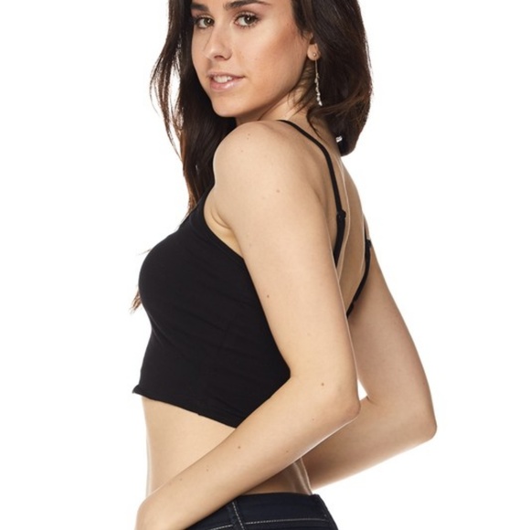 2 LEFT! Black Strappy Crop Tank Top - Picture 7 of 7